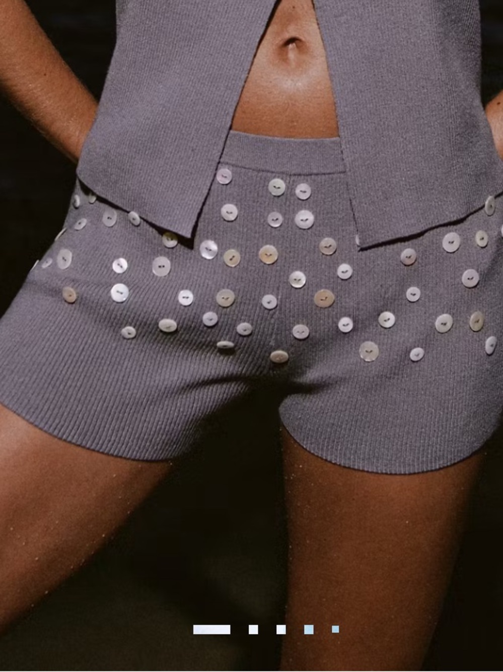 Mango Gray Sequin DECORATIVE BUTTON SHORTS 8657